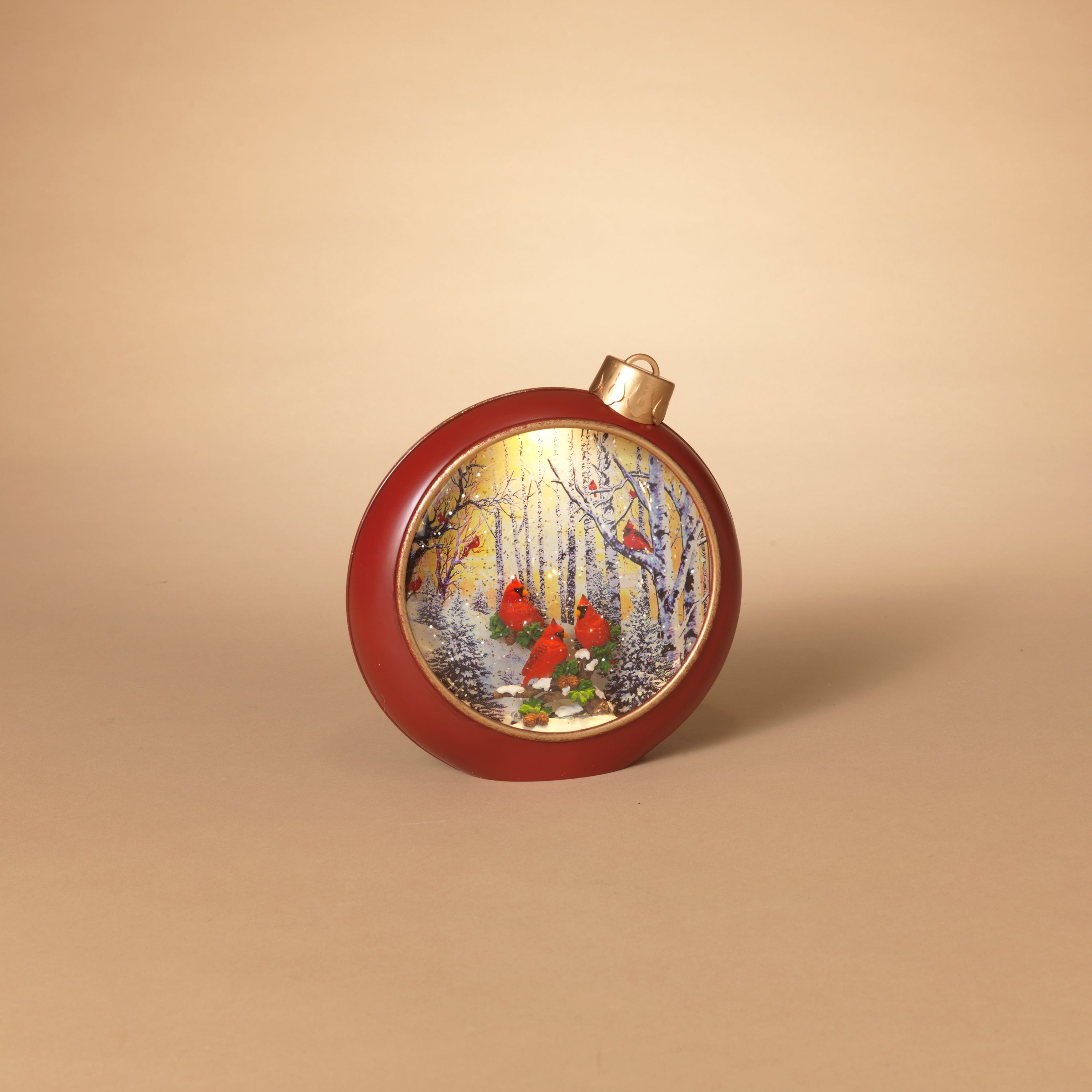 Lighted 8.3 in H Battery Operated Lighted Holiday Cardinal Scene Musical Spinning Waterglobe